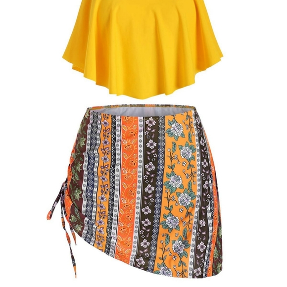 Floral Print Cinched Overlay Tankini Set - Picture 5 of 9